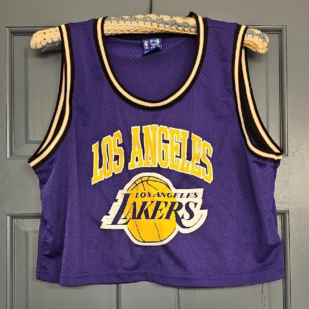 NBA Purple Yellow Los Angeles Lakers Crop Top Ladies Jersey Large Basketball